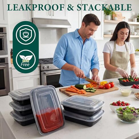 90 عبوة من حاويات أحادية الاستخدام مع أغطية، حاويات إعداد الوجبات، متينة مانعة للتسرب وآمنة للطعام، ميكروويف، مجمد، حاويات تخزين طعام آمنة للاستخدام في غسالة الأطباق مع أغطية سهلة الفتح in Kuwait