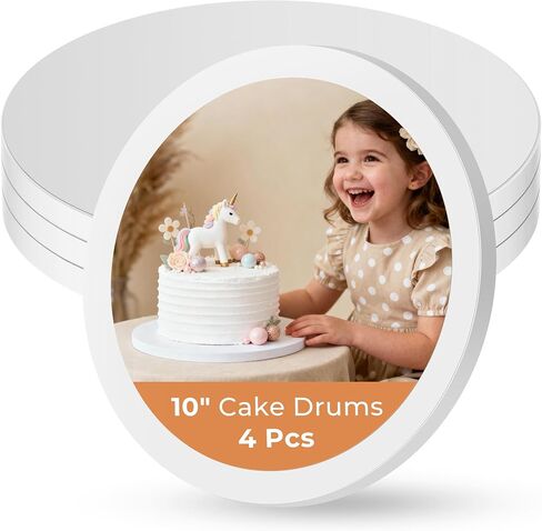 Kootek Cake Boards 12 Inch Round, 1/2 Inch Thick Cake Drum, Sturdy Corrugated Cardboard Base, Base para Pastel, White, 2 Pack in Kuwait