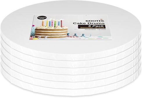Kootek 12PCS Cake Drums 12 Inch Round, 12in Cake Boards Set, 1/2" Thick Sturdy Cardboard Base for Wedding & Party Desserts, Food Grade for Baking & Decorating, Base para Pastel (White) in Kuwait