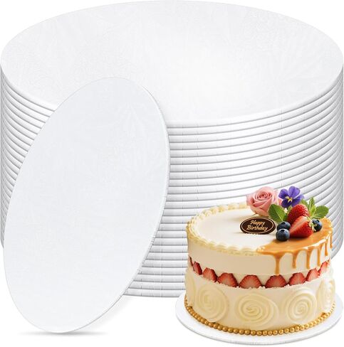 12 PCS Cake Boards 12 Inch Round, 12 Inch Cake Drums, 1/4" Thick Cake Drum, Cake Board Food Grade Cake Base, White Cake Cardboard Circles Bases para Pasteles for Wedding & Party & Pizza Desserts in Kuwait