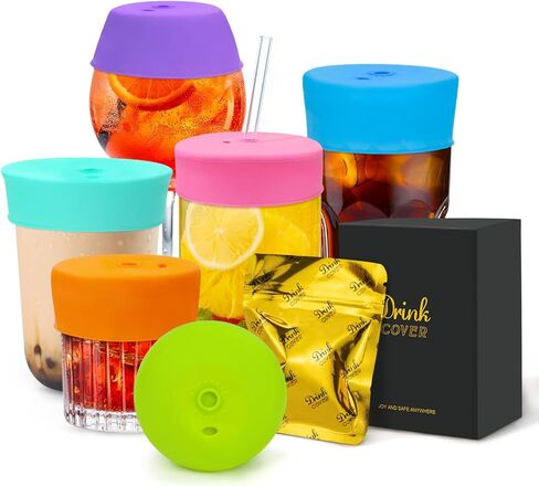 غطاء حماية للمشروبات | 100% سيليكون وقابل لإعادة الاستخدام، مثالي للحفلات أو الحانات أو النوادي، ويناسب جميع أحجام الأكواب | توقف عن القلق بشأن سلامة المشروبات (6 عبوات) in Kuwait