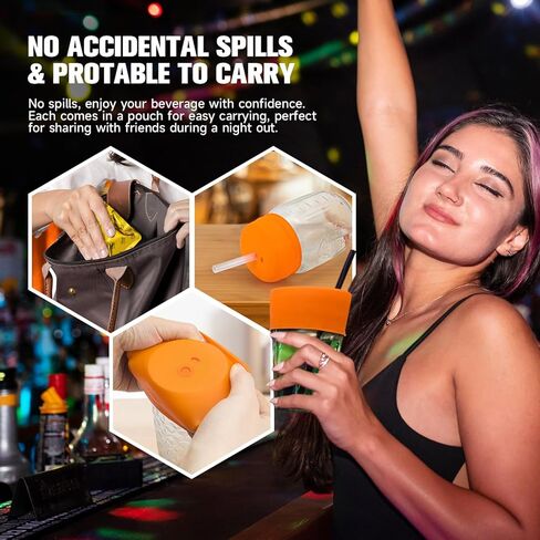 غطاء حماية للمشروبات | 100% سيليكون وقابل لإعادة الاستخدام، مثالي للحفلات أو الحانات أو النوادي، ويناسب جميع أحجام الأكواب | توقف عن القلق بشأن سلامة المشروبات (6 عبوات) in Kuwait