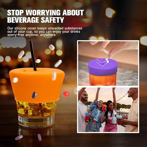 غطاء حماية للمشروبات | 100% سيليكون وقابل لإعادة الاستخدام، مثالي للحفلات أو الحانات أو النوادي، ويناسب جميع أحجام الأكواب | توقف عن القلق بشأن سلامة المشروبات (6 عبوات) in Kuwait