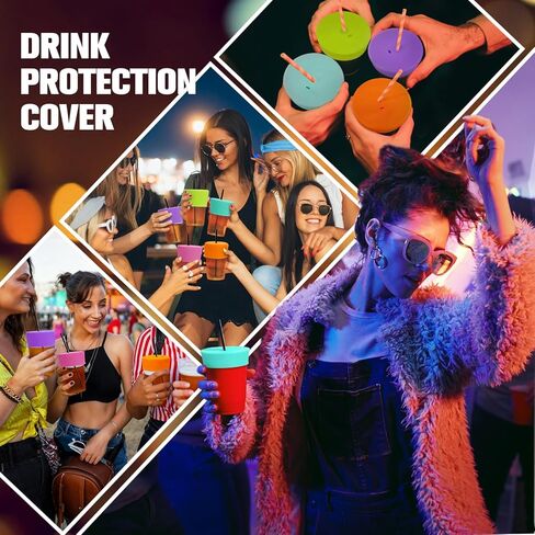 غطاء حماية للمشروبات | 100% سيليكون وقابل لإعادة الاستخدام، مثالي للحفلات أو الحانات أو النوادي، ويناسب جميع أحجام الأكواب | توقف عن القلق بشأن سلامة المشروبات (6 عبوات) in Kuwait