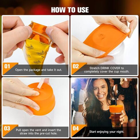 غطاء حماية للمشروبات | 100% سيليكون وقابل لإعادة الاستخدام، مثالي للحفلات أو الحانات أو النوادي، ويناسب جميع أحجام الأكواب | توقف عن القلق بشأن سلامة المشروبات (6 عبوات) in Kuwait
