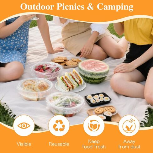 100Pcs Reusable Elastic Bowl Covers (11"/28cm),Food Fruit Storage Protection from Dust,Fits Family Outdoor Picnic,Bread Proofing & Shower Caps，Food Storage Covers for Kitchen Bowl/Plates in Saudi Arabia