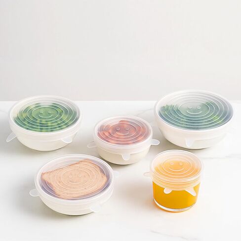 6 Pcs Reusable Silicone Stretch Lids for Food Storage, Heat-Resistant Elastic Silicone Bowl Covers Reusable for Cup, Cans, Jars, and Most Round Containers, to Keep Food Fresh in Saudi Arabia