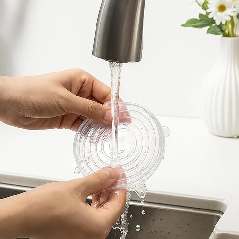 6 Pcs Reusable Silicone Stretch Lids for Food Storage, Heat-Resistant Elastic Silicone Bowl Covers Reusable for Cup, Cans, Jars, and Most Round Containers, to Keep Food Fresh in Saudi Arabia