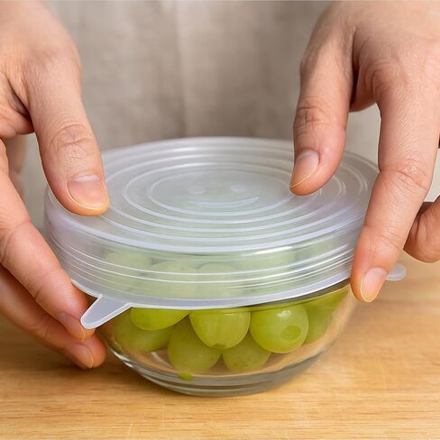 6 Pcs Reusable Silicone Stretch Lids for Food Storage, Heat-Resistant Elastic Silicone Bowl Covers Reusable for Cup, Cans, Jars, and Most Round Containers, to Keep Food Fresh in Saudi Arabia