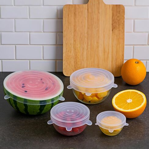 6 Pcs Reusable Silicone Stretch Lids for Food Storage, Heat-Resistant Elastic Silicone Bowl Covers Reusable for Cup, Cans, Jars, and Most Round Containers, to Keep Food Fresh in Saudi Arabia