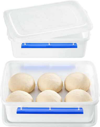 Vtopmart 2 Pack Pizza Dough Proofing Box, Pizza Dough Container with Snap-on Lids, BPA Free Food Storage Containers with Lids and Buckle-Up Latches, Bread Proofing Box Fits 4-6 Balls in Kuwait