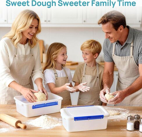 Vtopmart 2 Pack Pizza Dough Proofing Box, Pizza Dough Container with Snap-on Lids, BPA Free Food Storage Containers with Lids and Buckle-Up Latches, Bread Proofing Box Fits 4-6 Balls in Kuwait