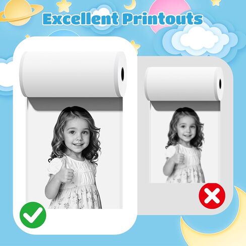 Thermal Paper, 𝟏𝟐 𝐑𝐨𝐥𝐥𝐬 Kids Instant Camera Refill Print Paper, Atnadov HD Thermal Paper (BPA Free) Kids Instant Camera Refill Print Paper Perfect for Most Kids Cameras (White-12 Rolls) in Saudi Arabia
