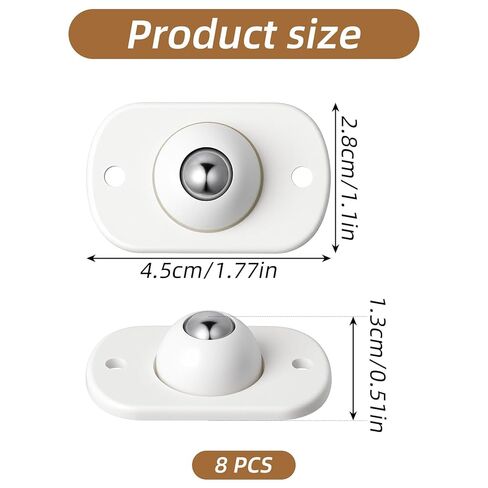 8 Pcs Self Adhesive Caster Wheels Appliance Rollers Appliance Slider 360° Swivel Universal Wheel Small Casters Sticky Pulley for Kitchen, Trash Can, Small Furniture, Storage Box (White) in Saudi Arabia