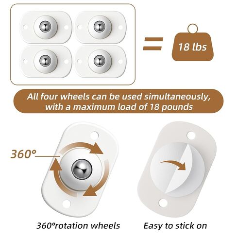 8 Pcs Self Adhesive Caster Wheels Appliance Rollers Appliance Slider 360° Swivel Universal Wheel Small Casters Sticky Pulley for Kitchen, Trash Can, Small Furniture, Storage Box (White) in Saudi Arabia