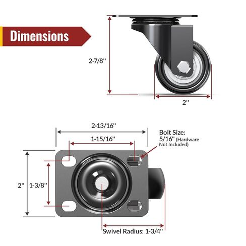 HOLKIE 2 Inch Swivel Caster Wheels - Heavy Duty 600 Lbs Capacity (Pack of 4) - Silent Polyurethane Casters No Brake - Non-Marking Rubber Replacement Wheels for Furniture, Cart, Workbench & Dolly in Kuwait