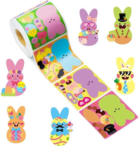 Haooryx 300pcs Make A Cartoon Pizza Scene Sticker Rolls, Make Your Own Pizza Slice DIY Sticker, Mix and Match Cute Pizza with Face Sticker Decals for Kids Birthday Party Supplies Laptop Decor in Kuwait