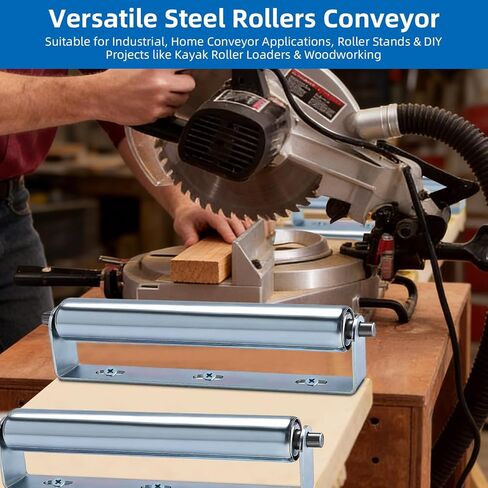 10" Long Rollers with Bracket 1.5" Dia Galvanized Steel Conveyor Roller for Roller Stands Woodworking and Conveyors, 4 Pack in Saudi Arabia