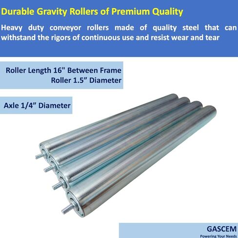 عبوة من 4 بكرات طويلة | بكرات ناقلة بطول 16 بوصة وقطر 1.5 بوصة | الصلب المجلفن | دعم متعدد الاستخدامات للحوامل الدوارة والأعمال الخشبية والناقلات الأسطوانية in Kuwait