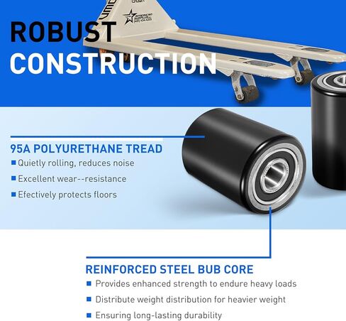 PTH50 Pallet Jack Front Load Wheels Replacement Kit for Crown PTH50 Pallet Jack, Come with Axles, Poly Tread Black with Bearings 20mm in Saudi Arabia