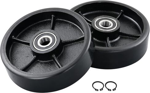 Manual Pallet Jack Steering Wheels Set 7 x 2" (180 x 50mm) Poly Tread Black Color,with Bearings pre-installed, includes Fasteners in Kuwait