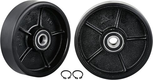 Manual Pallet Jack Steering Wheels Set 7 x 2" (180 x 50mm) Poly Tread Black Color,with Bearings pre-installed, includes Fasteners in Kuwait