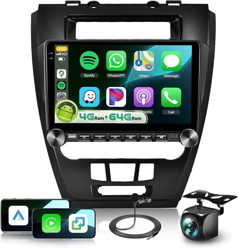 4G+64G Car Stereo Radio for Ford Fusion Mondeo Mustang 2009-2012 with DSP Wireless Carplay Android Auto 10 inch 1280P Touch Screen Bluetooth 5.0 Android 13 FM/RDS GPS WiFi Backup Camera in Kuwait