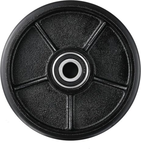 Manual Pallet Jack Steering Wheels Set 7 x 2" (180 x 50mm) Poly Tread Black Color,with Bearings pre-installed, includes Fasteners in Kuwait