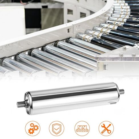 QWORK Conveyor Roller, 2" Diameter x 8" Length, Stainless Steel Gravity Transmission Part with End Caps, for Roller Conveyor Systems, Silver in Saudi Arabia
