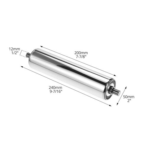 QWORK Conveyor Roller, 2" Diameter x 8" Length, Stainless Steel Gravity Transmission Part with End Caps, for Roller Conveyor Systems, Silver in Saudi Arabia