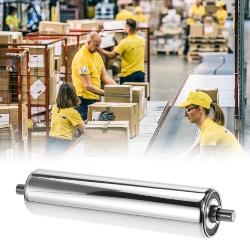 QWORK Conveyor Roller, 2" Diameter x 8" Length, Stainless Steel Gravity Transmission Part with End Caps, for Roller Conveyor Systems, Silver in Saudi Arabia