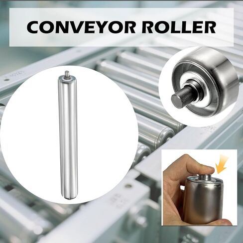 Conveyor Roller 2" Diameter 16" Length, Stainless Steel Gravity Transmission Replacement Part Galvanized End, Silver in Kuwait