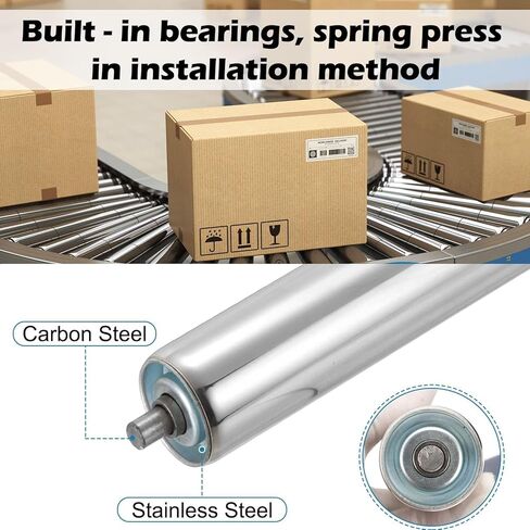 Conveyor Roller 2" Diameter 16" Length, Stainless Steel Gravity Transmission Replacement Part Galvanized End, Silver in Kuwait