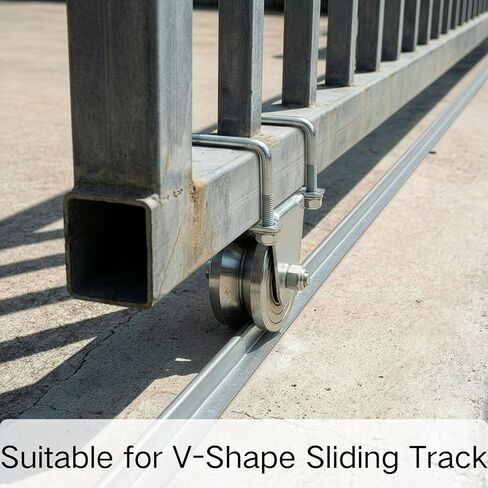 Coloch 4" V Groove Slide Gate Wheel with Dual U-Bolts, Heavy Duty Sliding Gate Wheel with External Mount Bracelet, No Welding Needed for Inverted V-Shape Sliding Rolling Track Gate, Loading 3000lbs in Kuwait