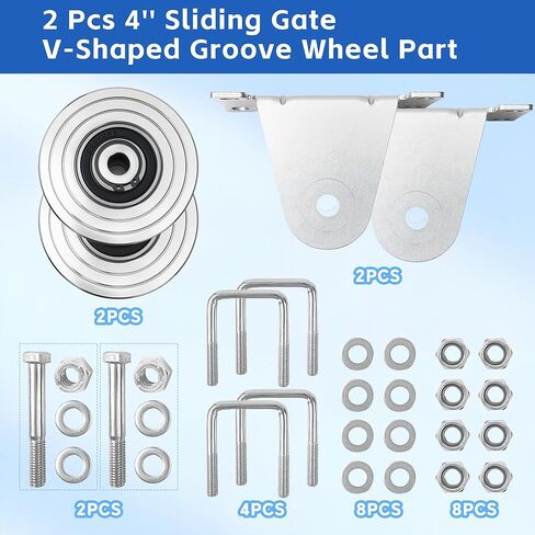 طقم عجلة بوابة منزلقة مقاس 4 بوصات على شكل حرف V، محمل مزدوج محكم الغلق من الفولاذ الصلب شديد التحمل، سعة تصل إلى 3000 رطل، لا يوجد لحام مناسب لبوابات المسار المنزلقة المقلوبة على شكل حرف V in Kuwait