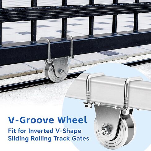 طقم عجلة بوابة منزلقة مقاس 4 بوصات على شكل حرف V، محمل مزدوج محكم الغلق من الفولاذ الصلب شديد التحمل، سعة تصل إلى 3000 رطل، لا يوجد لحام مناسب لبوابات المسار المنزلقة المقلوبة على شكل حرف V in Kuwait