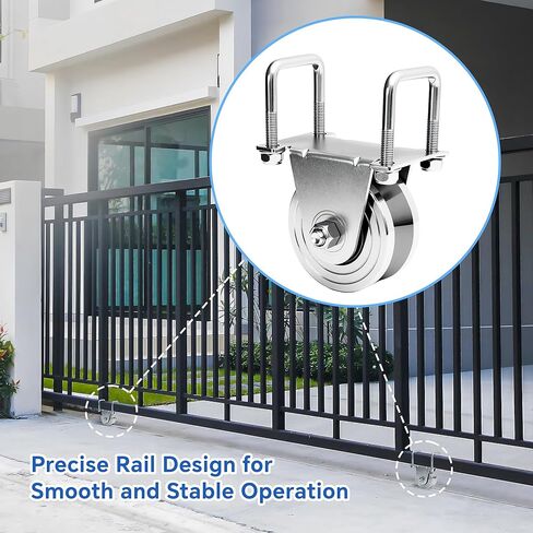 طقم عجلة بوابة منزلقة مقاس 4 بوصات على شكل حرف V، محمل مزدوج محكم الغلق من الفولاذ الصلب شديد التحمل، سعة تصل إلى 3000 رطل، لا يوجد لحام مناسب لبوابات المسار المنزلقة المقلوبة على شكل حرف V in Kuwait