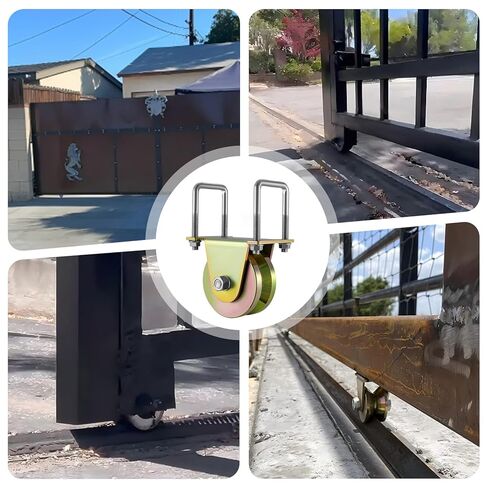 عجلة بكرات بوابة منزلقة مقاس 4 بوصات 2 حزمة عجلة منزلق الأخدود على شكل حرف V عرض 1-3/4 بوصة مع دعامة على شكل حرف U ورافعات حبل متينة مزدوجة التحمل بسعة 3000 رطل مع براغي in Kuwait