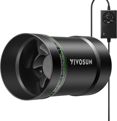 VIVOSUN 4 "مروحة العادم المضمنة ووحدة التحكم في السرعة، ورشة عمل منخفضة الضوضاء 130 CFM مروحة قناة للتهوية HVAC، مروحة معززة للتهوية في خيام النمو والأقبية والحمامات والمطابخ والسندرات والطابعة ثلاثية الأبعاد in Kuwait