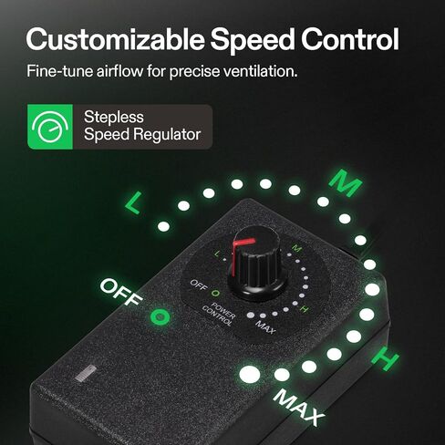 VIVOSUN 4 "مروحة العادم المضمنة ووحدة التحكم في السرعة، ورشة عمل منخفضة الضوضاء 130 CFM مروحة قناة للتهوية HVAC، مروحة معززة للتهوية في خيام النمو والأقبية والحمامات والمطابخ والسندرات والطابعة ثلاثية الأبعاد in Kuwait