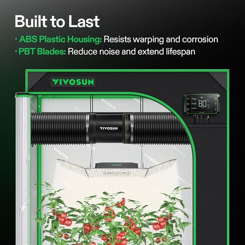 VIVOSUN 4 "مروحة العادم المضمنة ووحدة التحكم في السرعة، ورشة عمل منخفضة الضوضاء 130 CFM مروحة قناة للتهوية HVAC، مروحة معززة للتهوية في خيام النمو والأقبية والحمامات والمطابخ والسندرات والطابعة ثلاثية الأبعاد in Kuwait