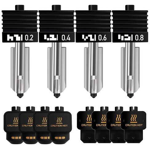4PCS 0.2/0.4/0.6/0.8mm Hotend Compatible with Bambu Lab P2S/H2S/H2D/A1/A1 Mini – Quick Swap Extruder Print Head with 4 Silicone Cover Socks in Saudi Arabia