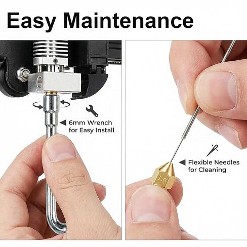 3D Printer Nozzle Kit, 16PCS MK8 Brass Nozzles 0.2/0.4/0.6/0.8/1.0mm with Wrench, Tweezers, Cleaning Needles & Storage Box, Compatible with Ender 3/Pro, CR-10 Series in Saudi Arabia