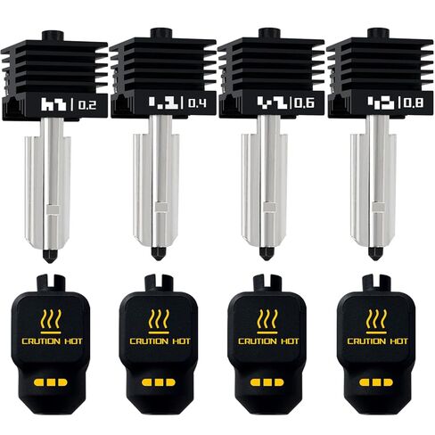 4 Pack 0.2MM 0.4MM Hotend for Bambu P2S/H2S/H2D/A1/A1 Mini Combo Nozzle Print Head Hot End Kit Extruder Silicone Cover Removable Hardened Steel Nozzle Heater Sink for Bambu Lab 3D Printer in Kuwait