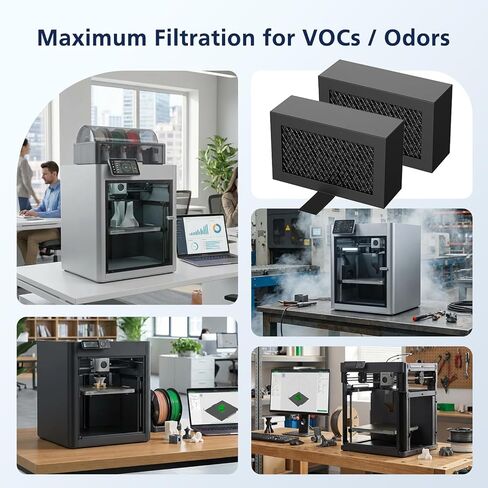 2 Pack Activated Carbon Air Filter Cartridge for Bamboo Lab X1/X1C/P1P/P1S 3D Printer, Replacement Carbon Filters for VOCs PM2.5 Odors, Black in Kuwait