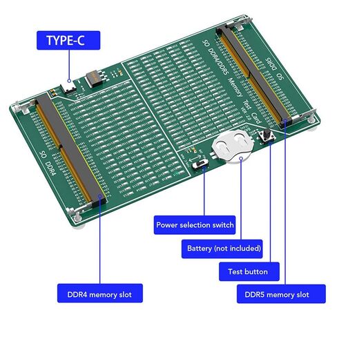 جهاز اختبار ذاكرة DDR4 DDR5 مع ضوء، بطاقة اختبار ذاكرة الوصول العشوائي DDR4 مناسبة للكمبيوتر المحمول وخادم سطح المكتب، استكشاف أخطاء الأجهزة وإصلاحها بسهولة، طاقة البطارية أو كابل النوع C in Saudi Arabia
