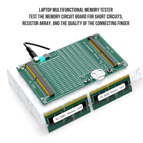 جهاز اختبار ذاكرة DDR4 DDR5 مع ضوء، بطاقة اختبار ذاكرة الوصول العشوائي DDR4 مناسبة للكمبيوتر المحمول وخادم سطح المكتب، استكشاف أخطاء الأجهزة وإصلاحها بسهولة، طاقة البطارية أو كابل النوع C in Saudi Arabia