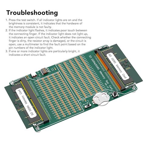 جهاز اختبار ذاكرة DDR4 DDR5 مع ضوء، بطاقة اختبار ذاكرة الوصول العشوائي DDR4 مناسبة للكمبيوتر المحمول وخادم سطح المكتب، استكشاف أخطاء الأجهزة وإصلاحها بسهولة، طاقة البطارية أو كابل النوع C in Saudi Arabia