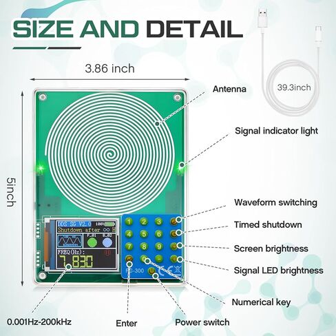 0.01 to 200000Hz Adjustable Schumann Resonance Generator Ultra Low Frequency Generator Resonator Sound Frequency Machine with USB and Acrylic Case for Sleep, Yoga, Meditation, Stress Relief in Kuwait
