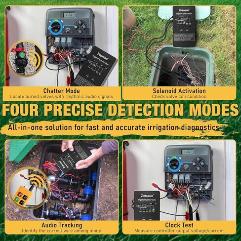 Irrigation System Tester, Sprinkler Valve Locator, 4 Modes including Solenoid Activator, Wire Tracer, Audio Probe, Clock Test, with LED Indicators, Built-in Flashlight, Type-C Rechargeable in Saudi Arabia